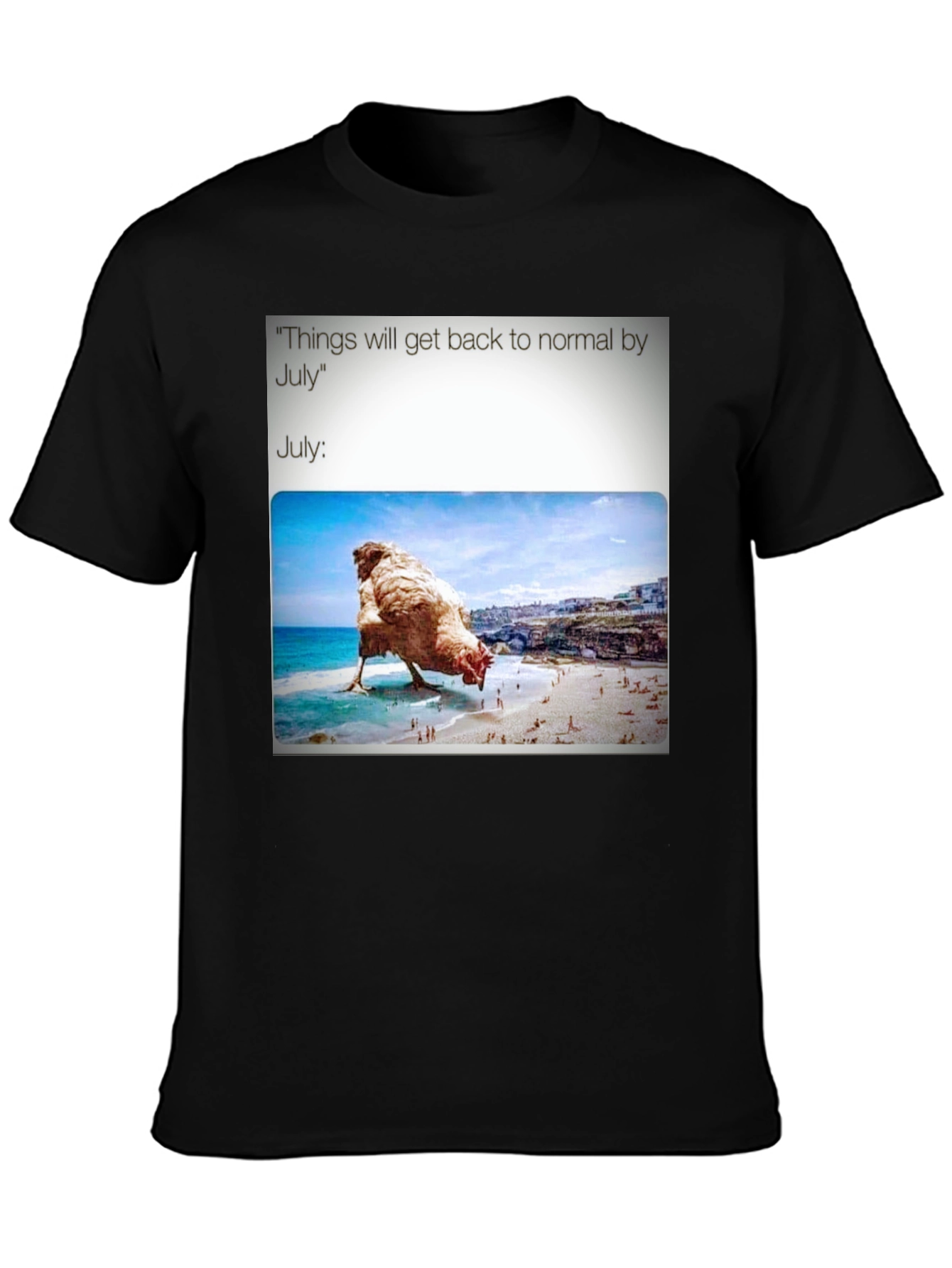 Humorous July Chicken Meme Graphic Tee
