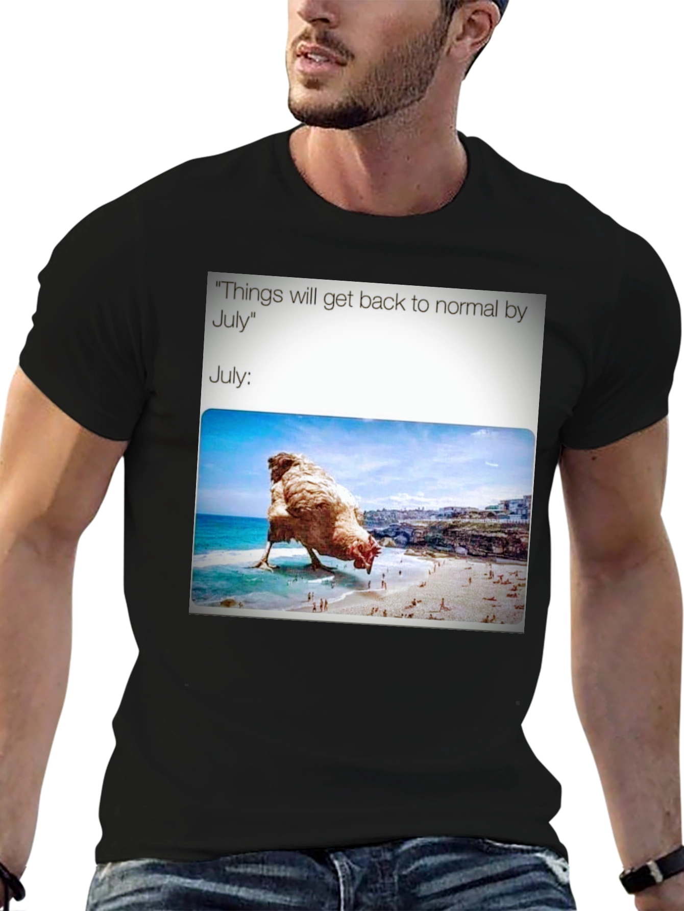 Humorous July Chicken Meme Graphic Tee