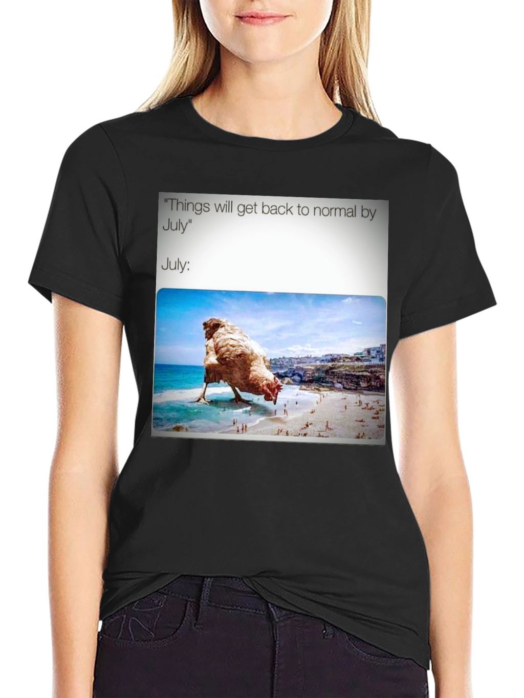 Humorous July Chicken Meme Graphic Tee