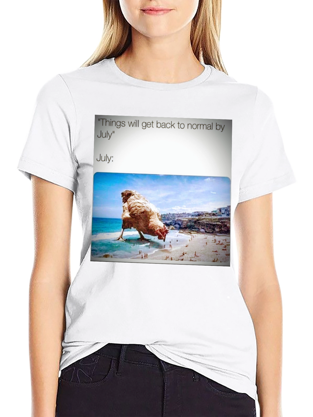 Humorous July Chicken Meme Graphic Tee