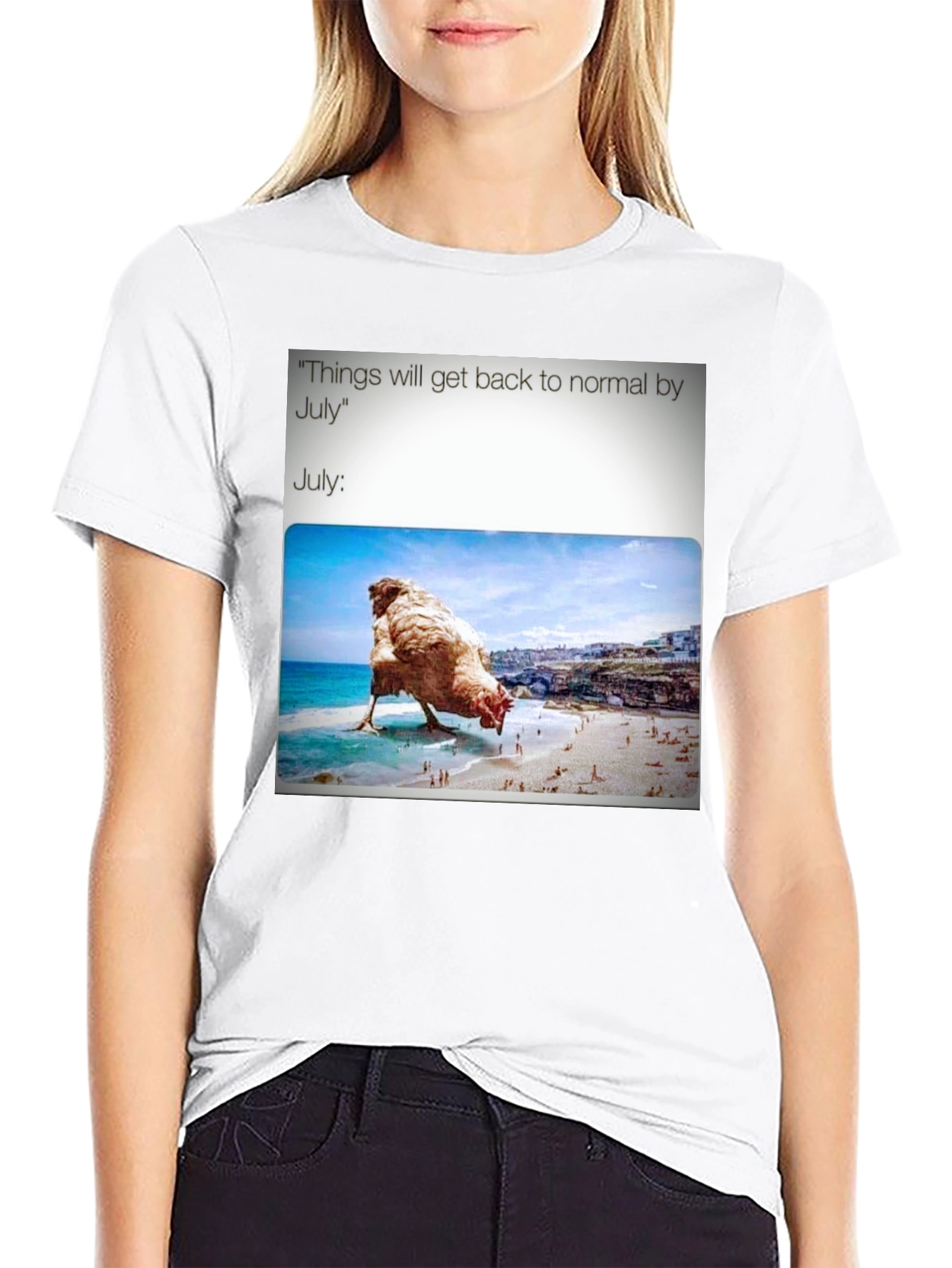 Humorous July Chicken Meme Graphic Tee