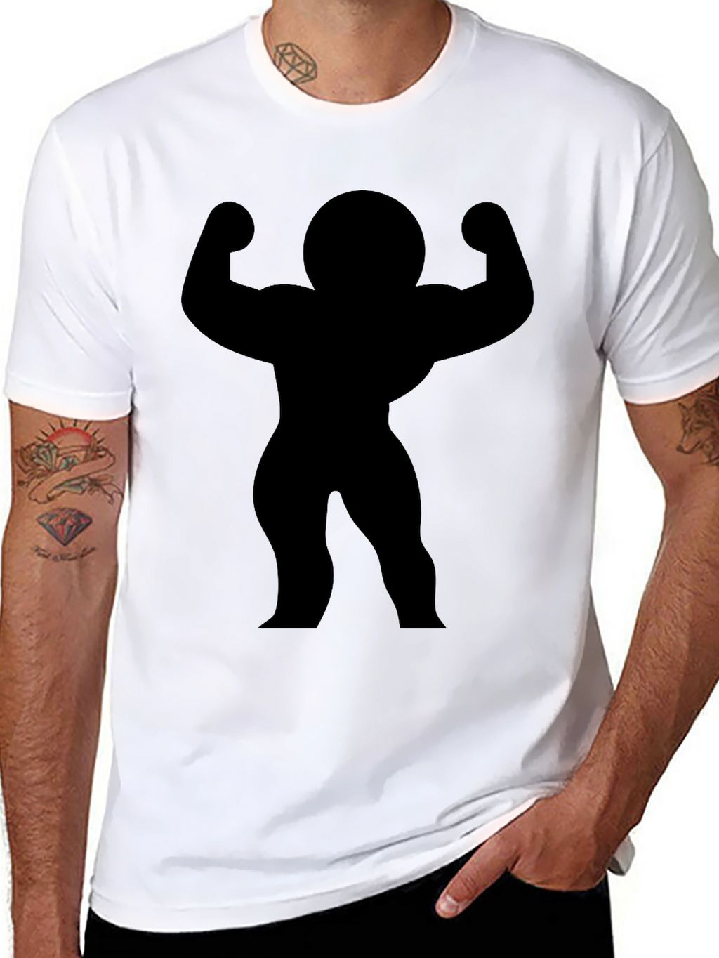 Black Muscle Man Silhouette T-Shirt