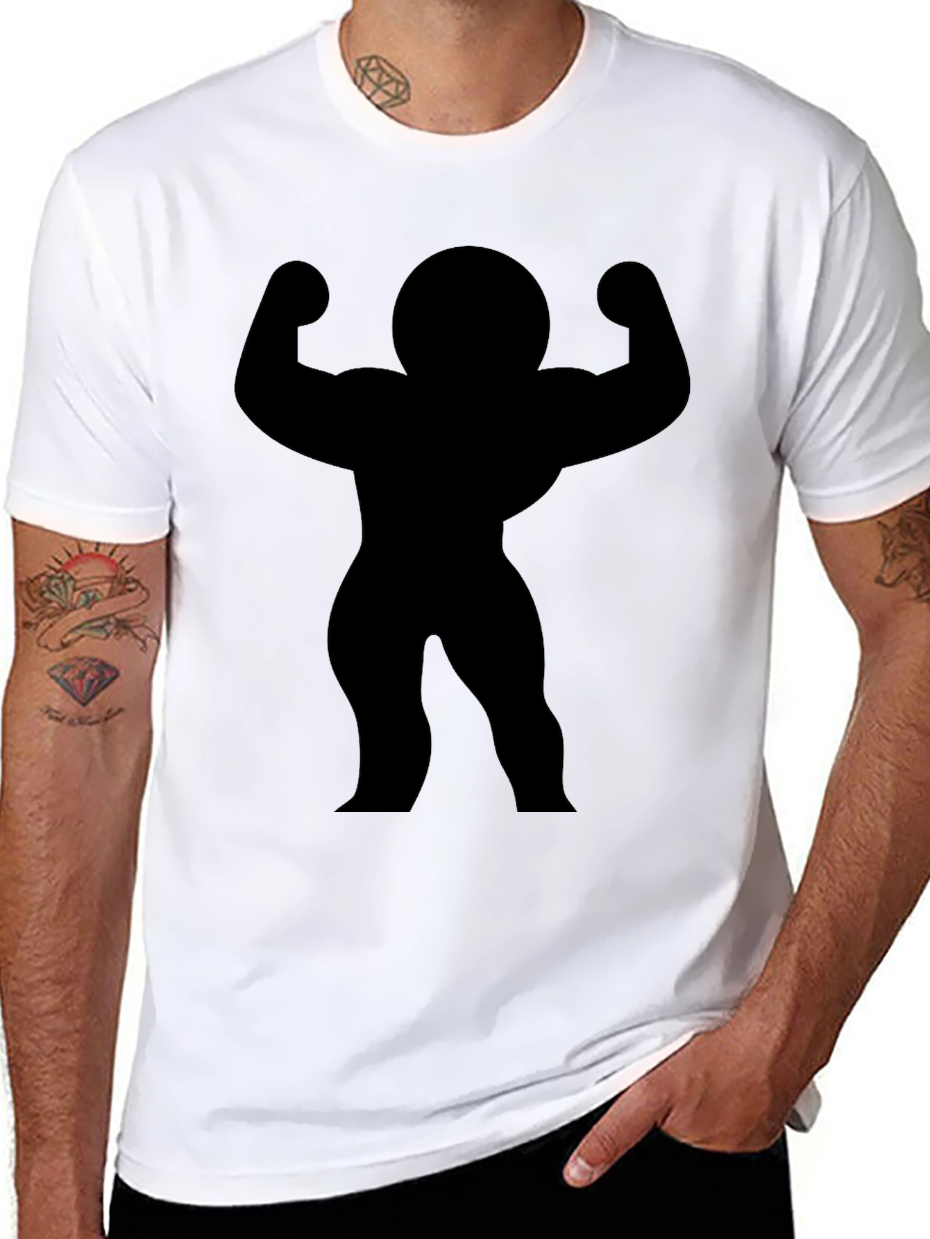 Black Muscle Man Silhouette T-Shirt