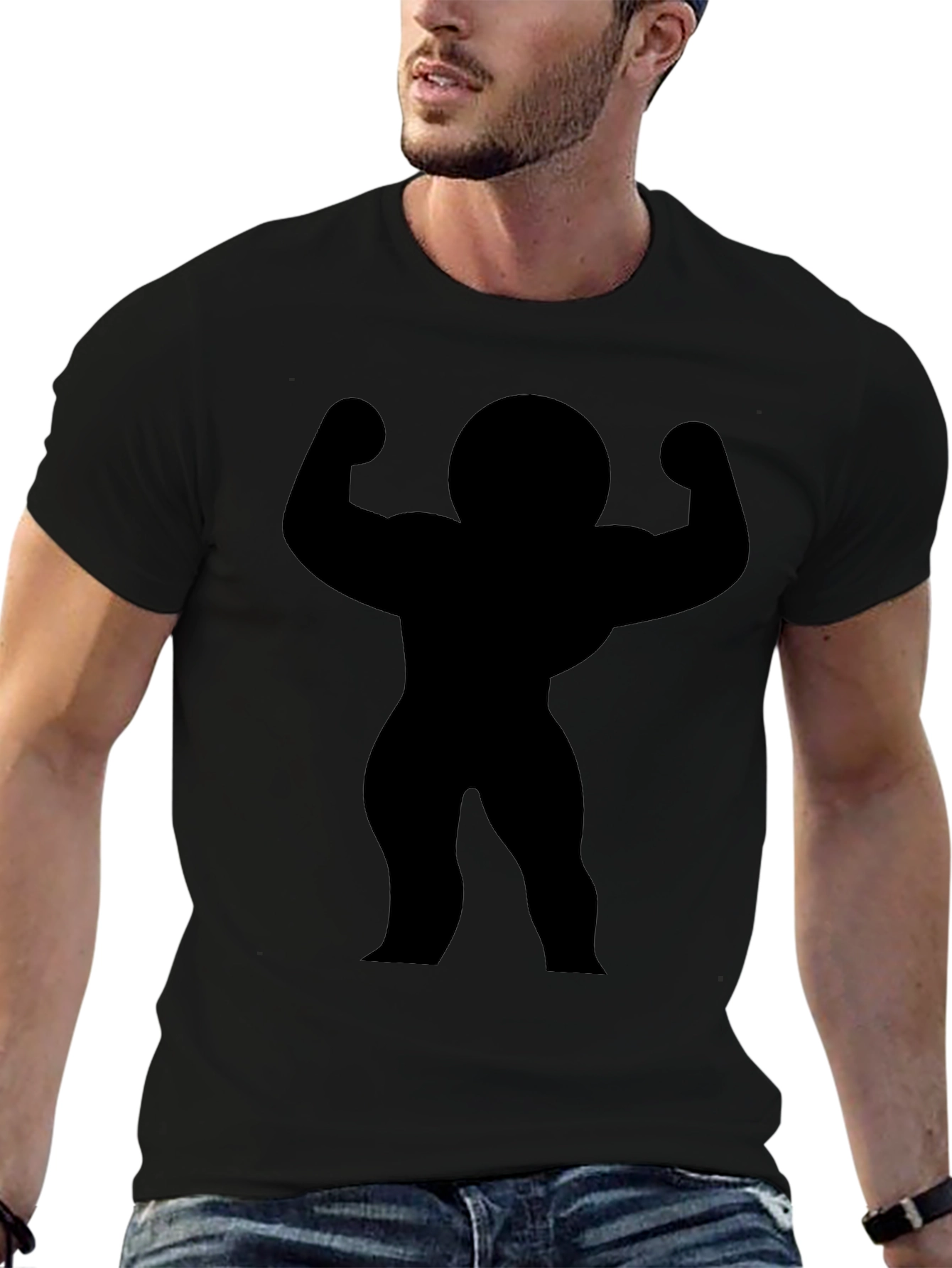 Black Muscle Man Silhouette T-Shirt