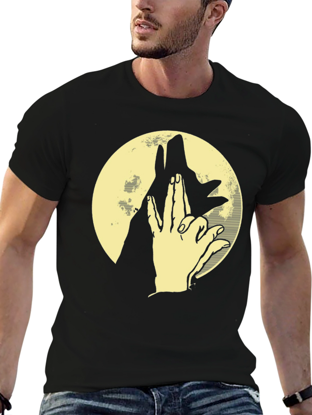 Shadow Puppet Wolf Graphic Tee - Black