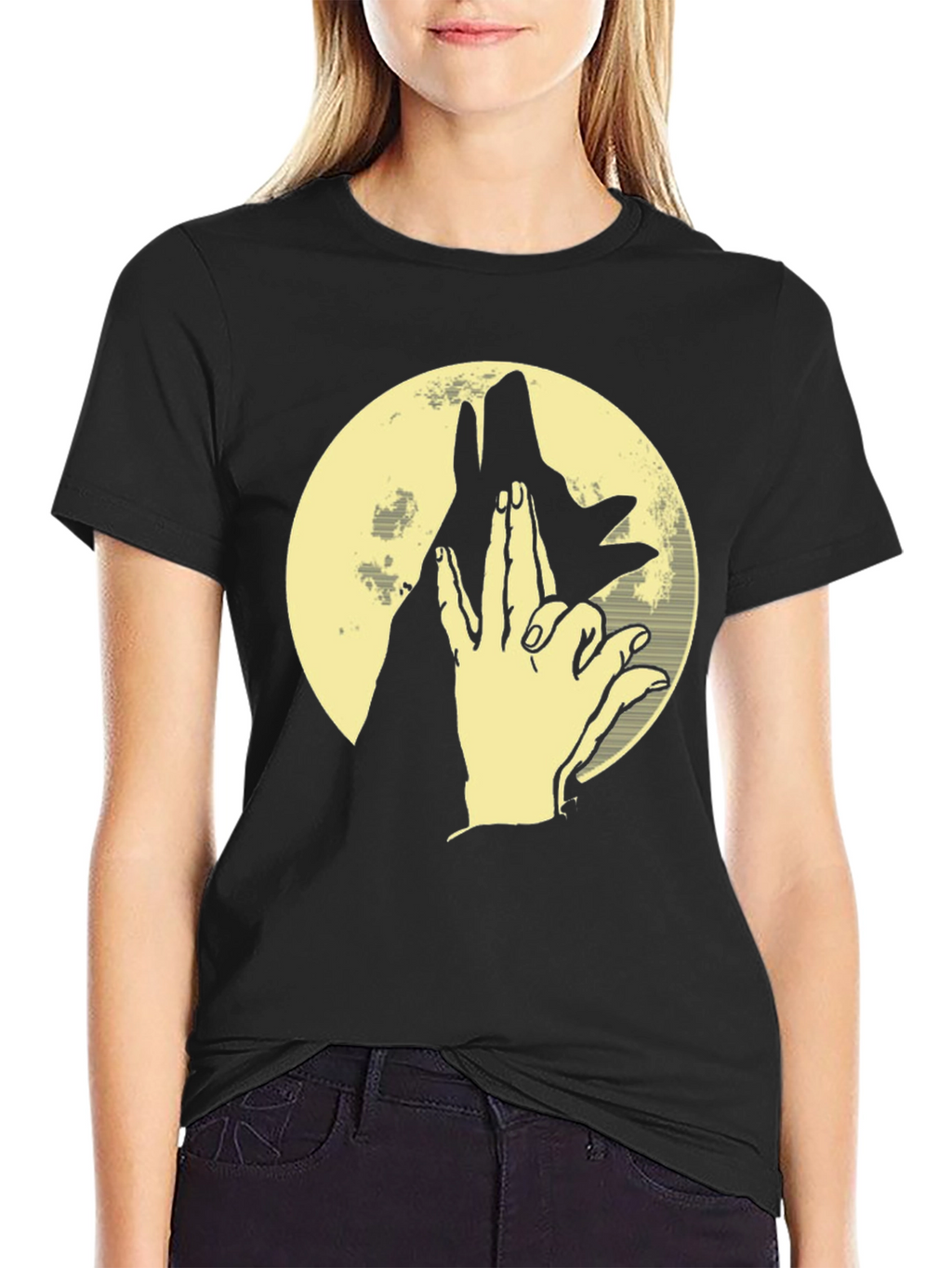 Shadow Puppet Wolf Graphic Tee - Black
