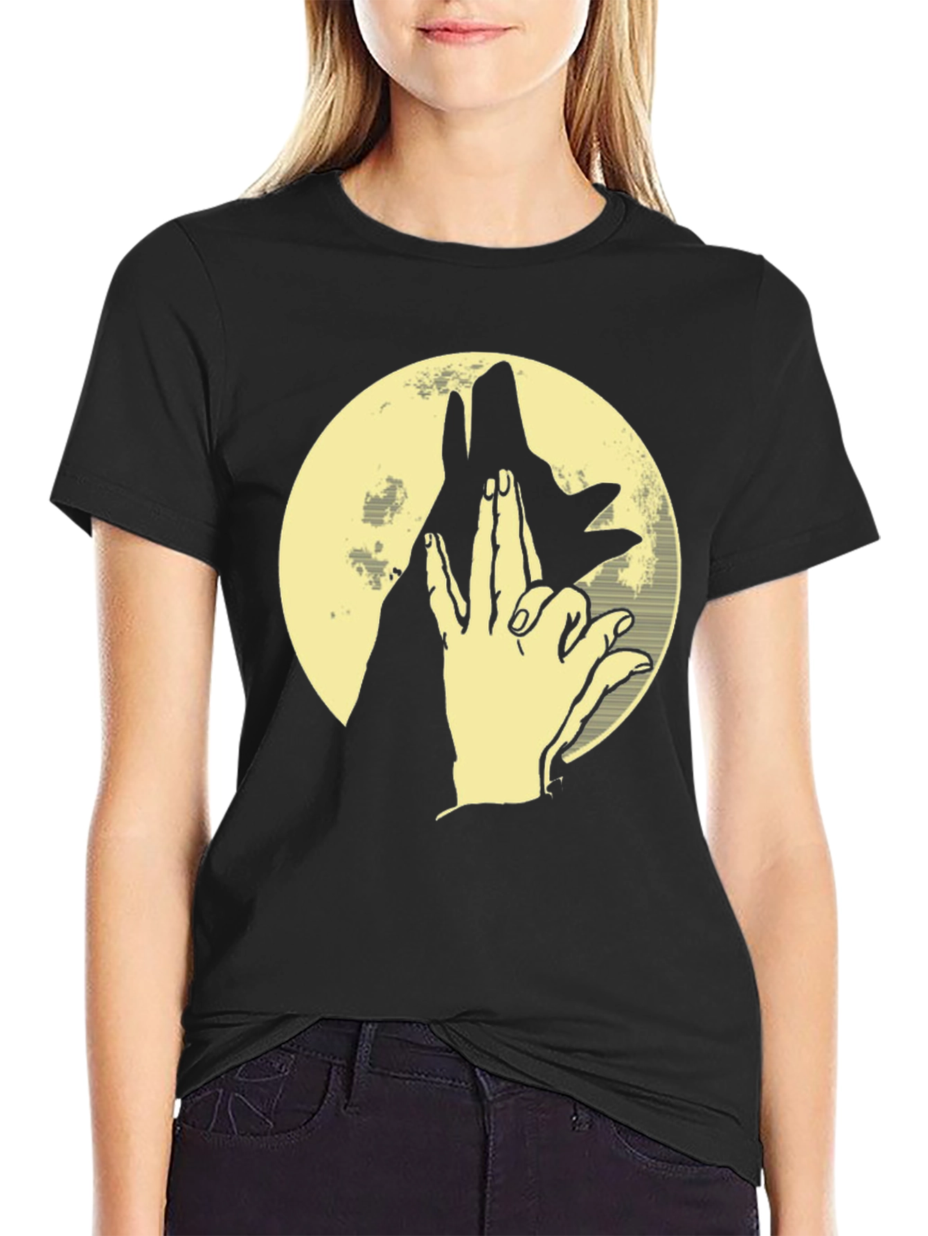 Shadow Puppet Wolf Graphic Tee - Black