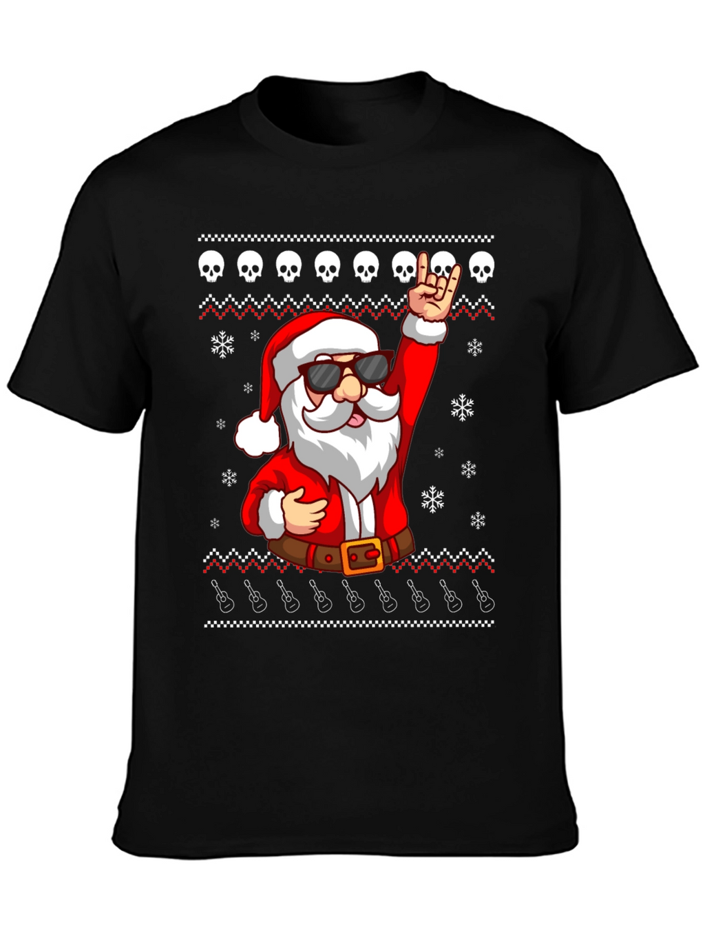 Rockin Santa Ugly Christmas T-Shirt