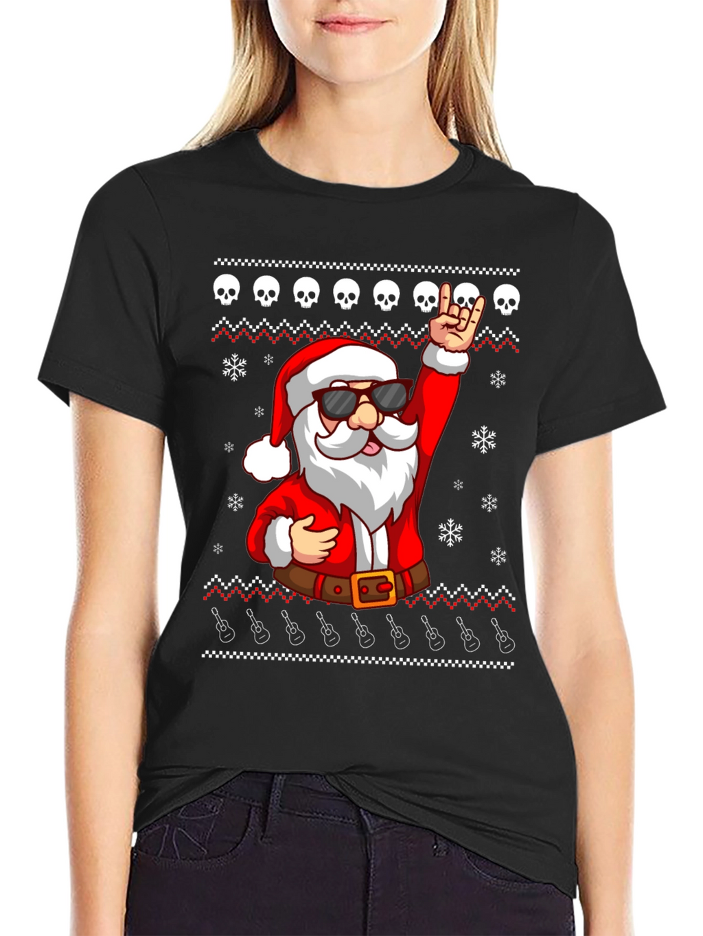 Rockin Santa Ugly Christmas T-Shirt