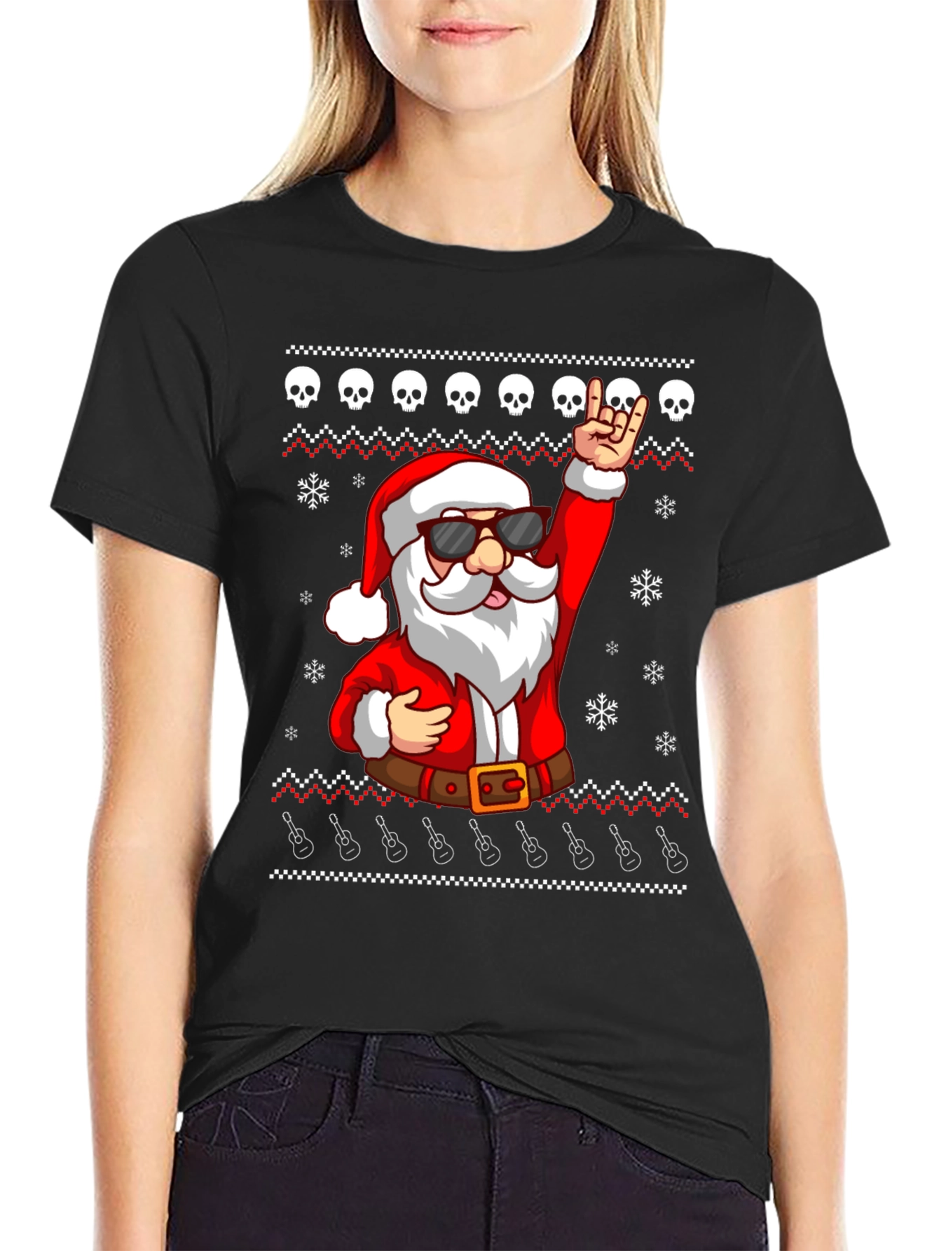 Rockin Santa Ugly Christmas T-Shirt