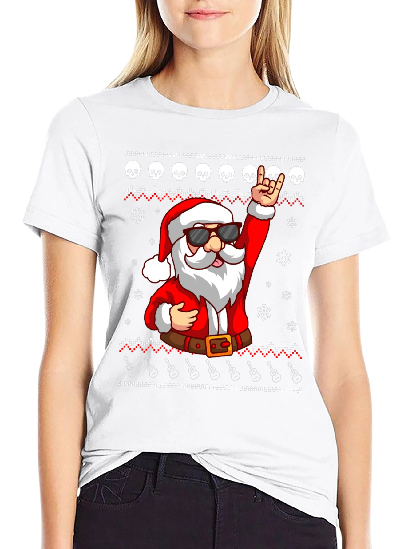 Rockin Santa Ugly Christmas T-Shirt