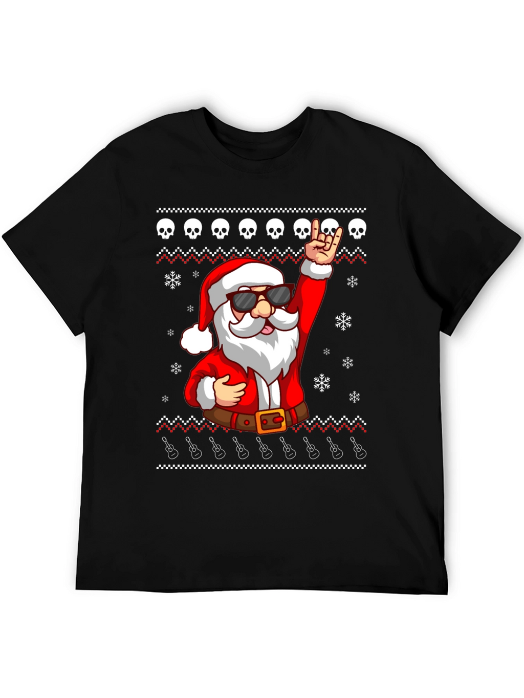 Rockin Santa Ugly Christmas T-Shirt