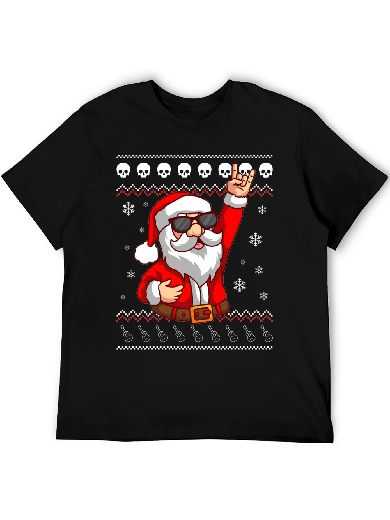 Rockin Santa Ugly Christmas T-Shirt