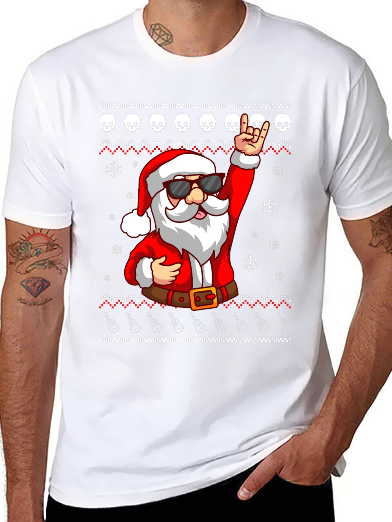 Rockin Santa Ugly Christmas T-Shirt