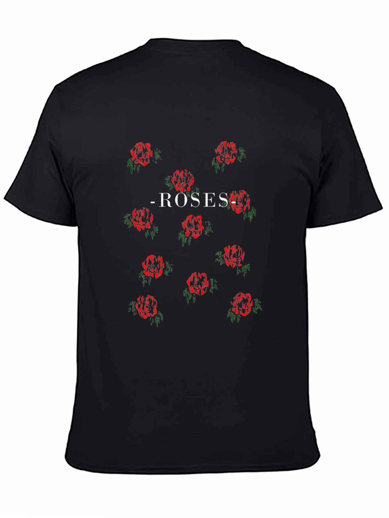 Roses Patterned Black T-Shirt