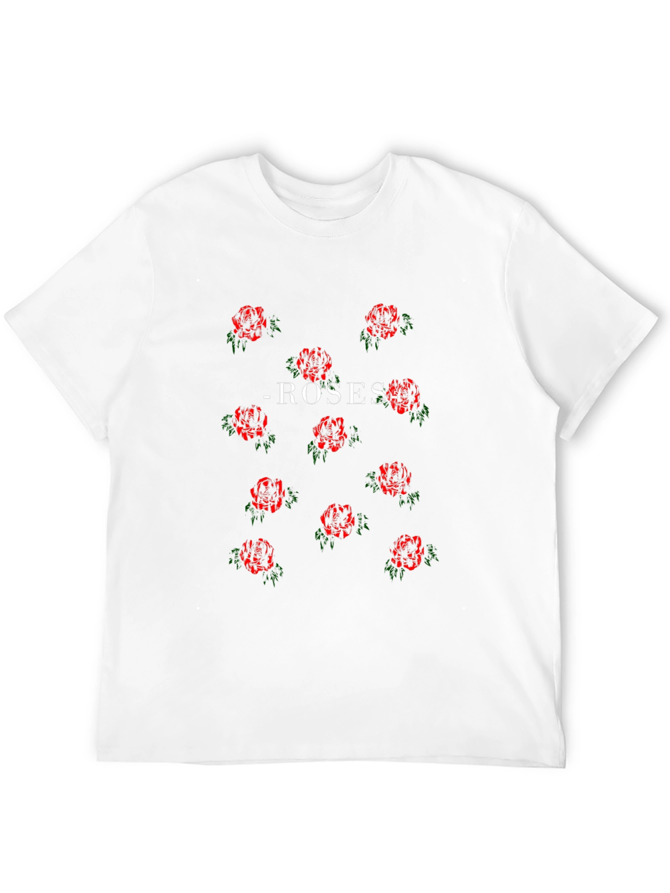 Roses Patterned Black T-Shirt