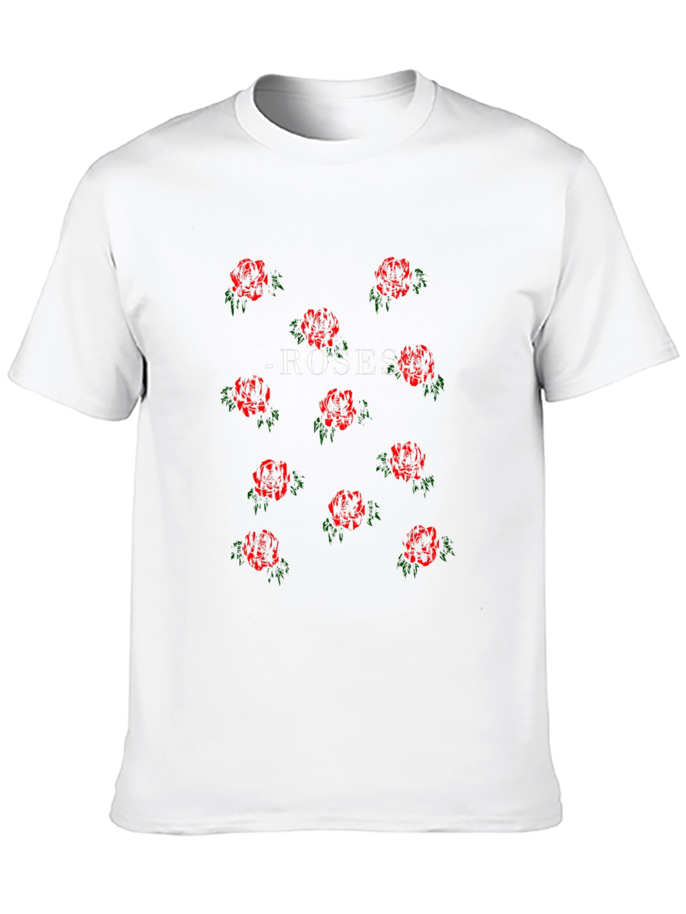 Roses Patterned Black T-Shirt