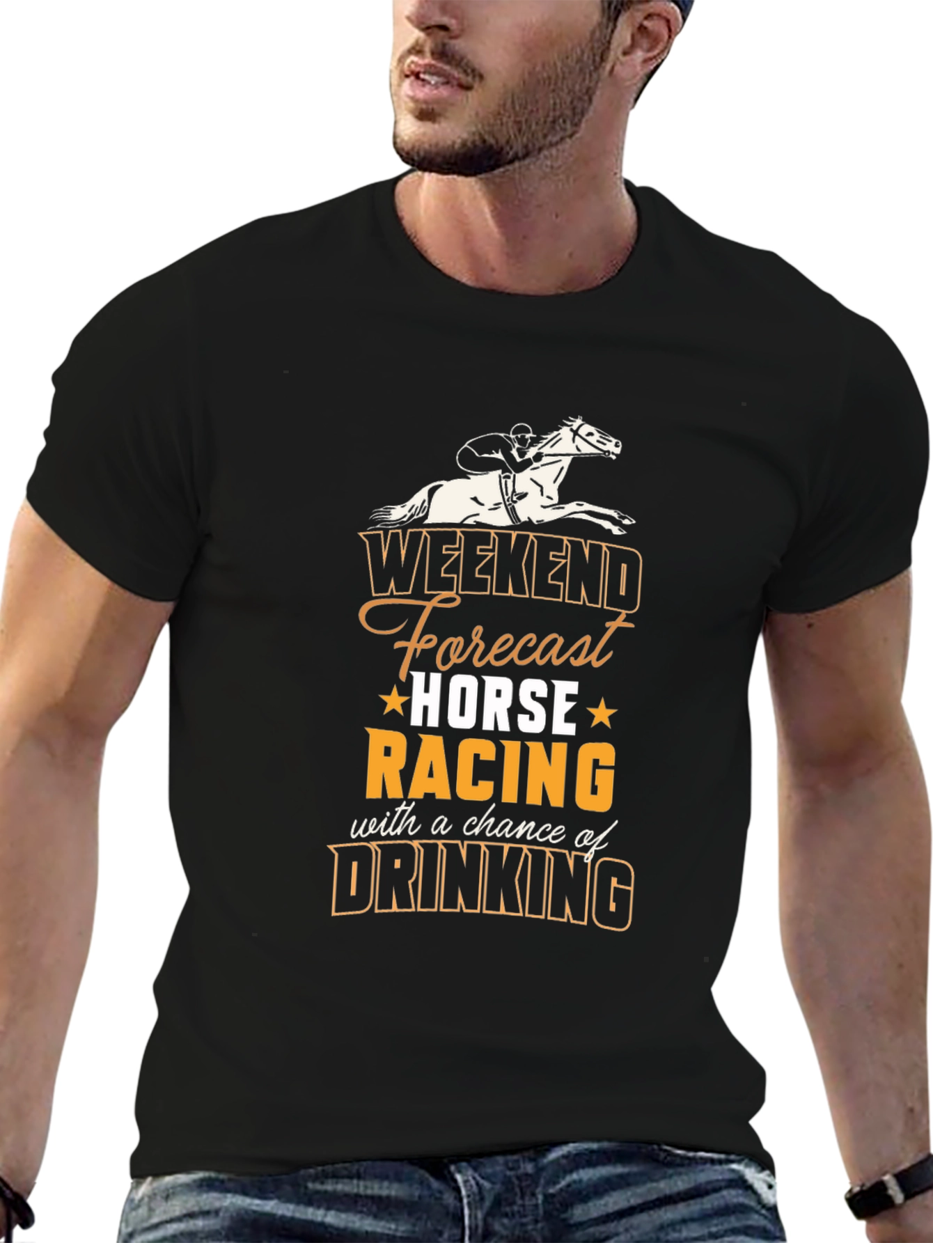Weekend Forecast Horse Racing & Drinking T-Shirt