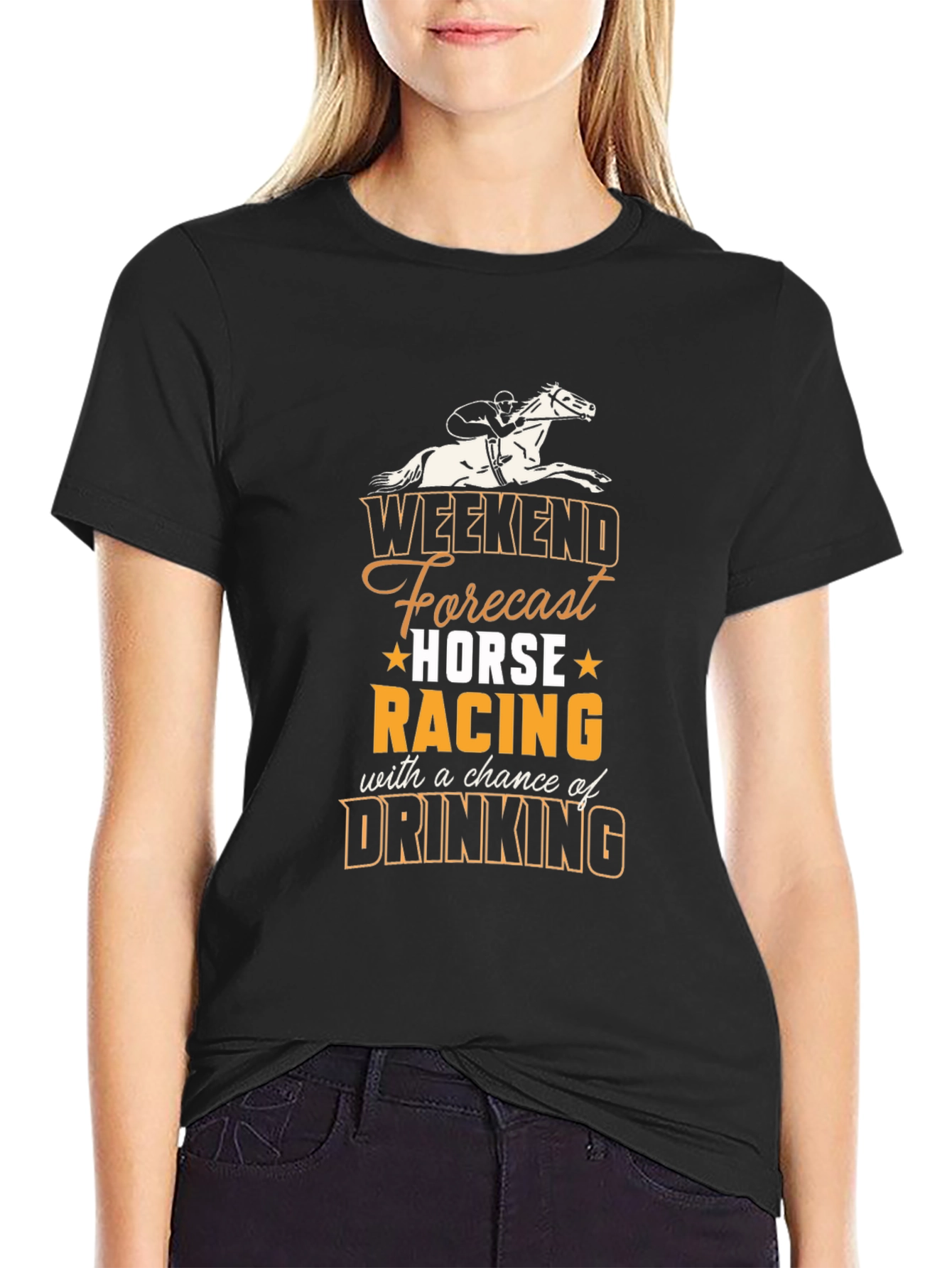 Weekend Forecast Horse Racing & Drinking T-Shirt