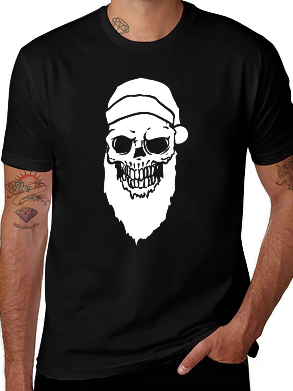 Santa Skull Graphic Tee - Holiday Humor
