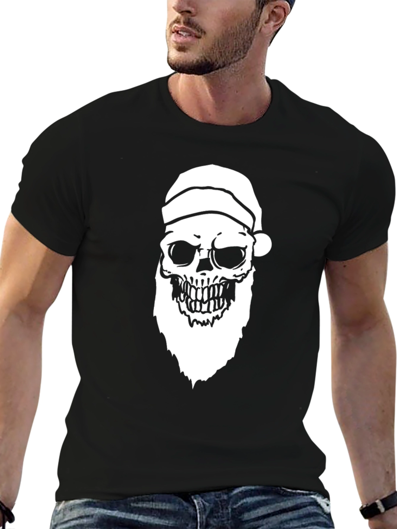 Santa Skull Graphic Tee - Holiday Humor