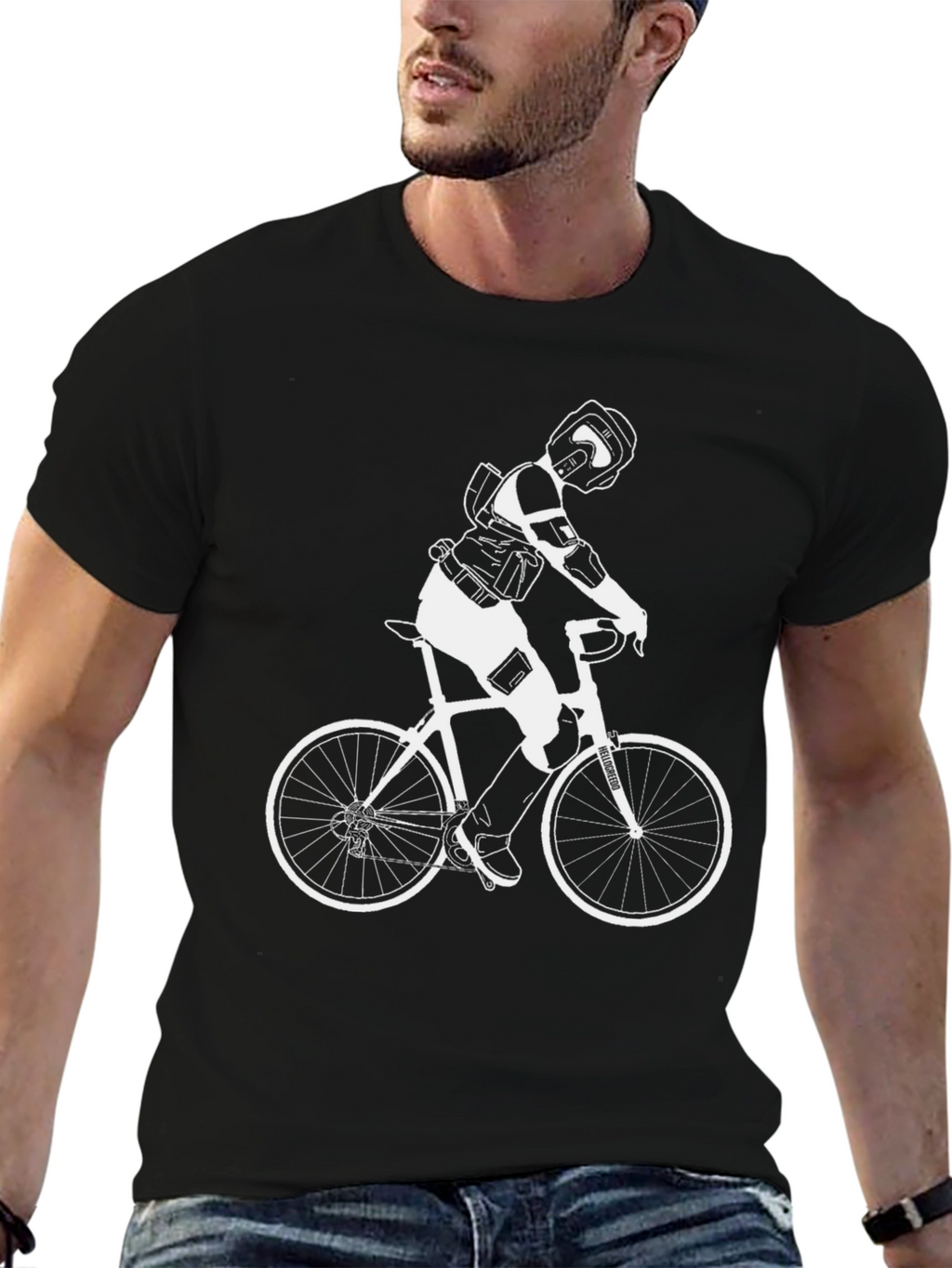 Black Bike Rider Graphic T-Shirt