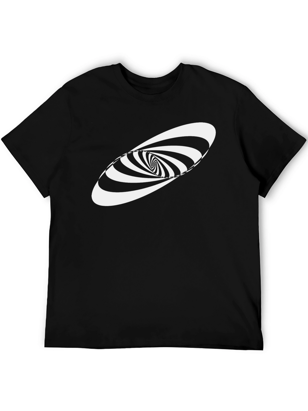 Optical Illusion Swirl Graphic Tee - Black Cotton