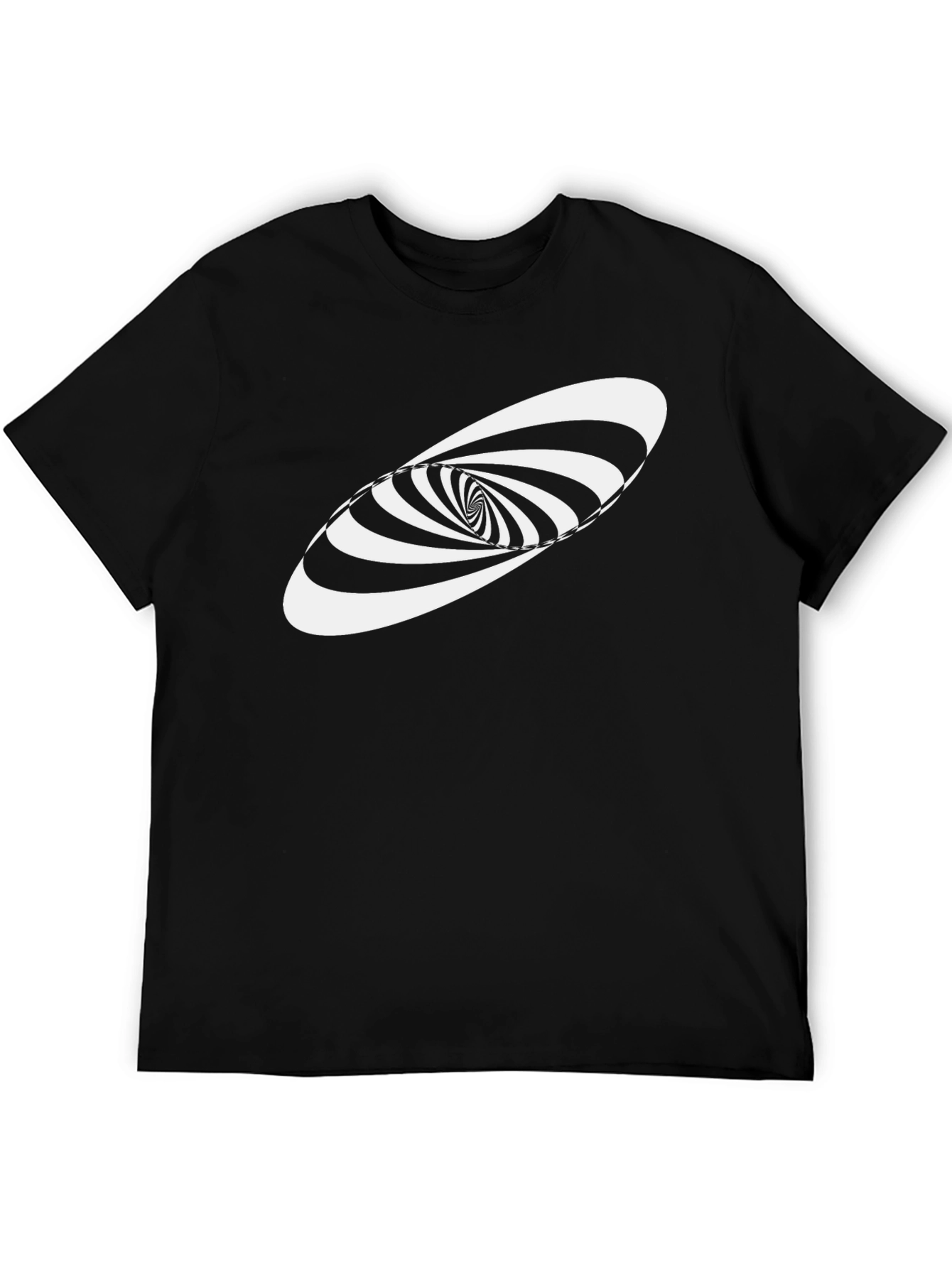 Optical Illusion Swirl Graphic Tee - Black Cotton