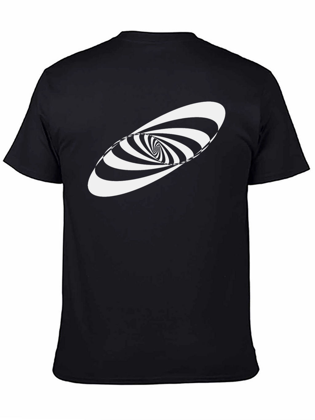 Optical Illusion Swirl Graphic Tee - Black Cotton