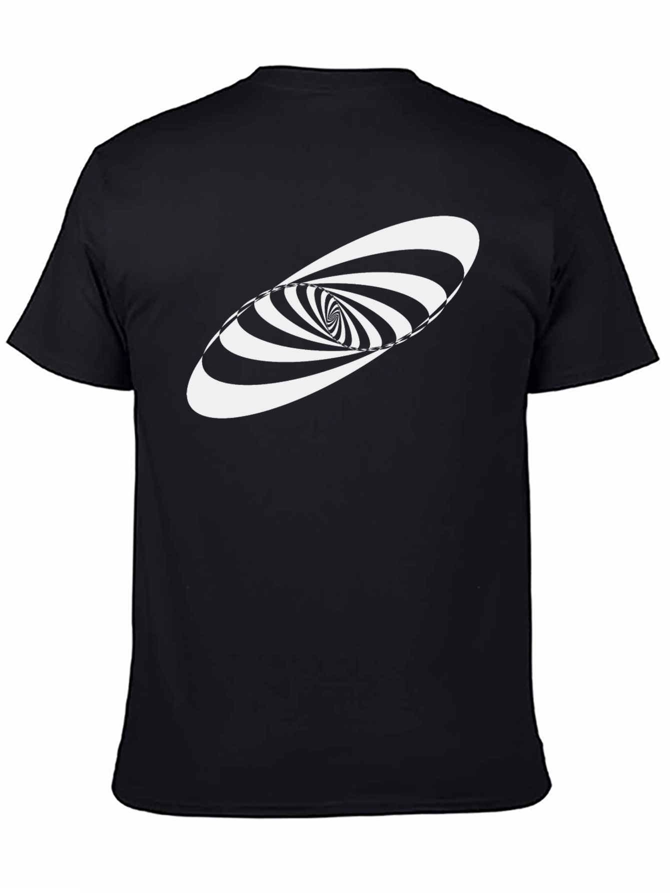 Optical Illusion Swirl Graphic Tee - Black Cotton
