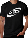 Optical Illusion Swirl Graphic Tee - Black Cotton