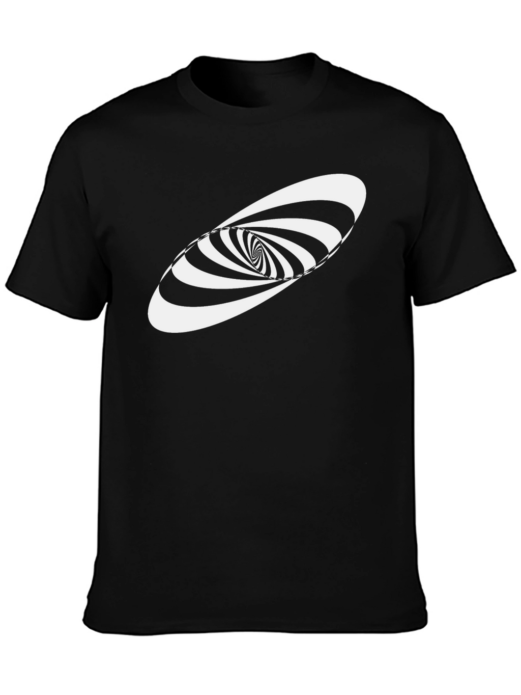 Optical Illusion Swirl Graphic Tee - Black Cotton