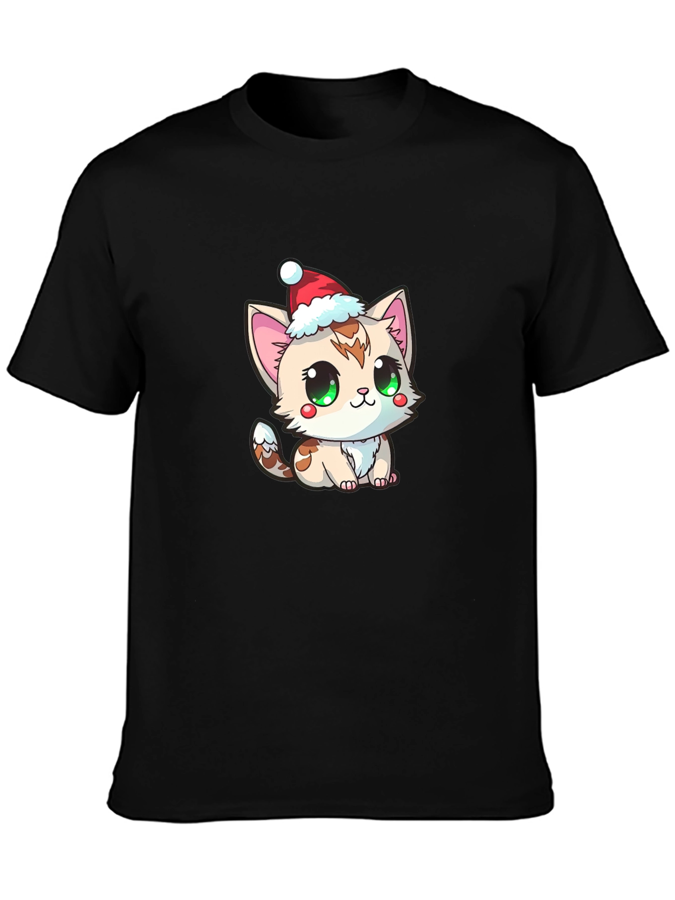 Cute Kitten in Santa Hat Graphic Tee