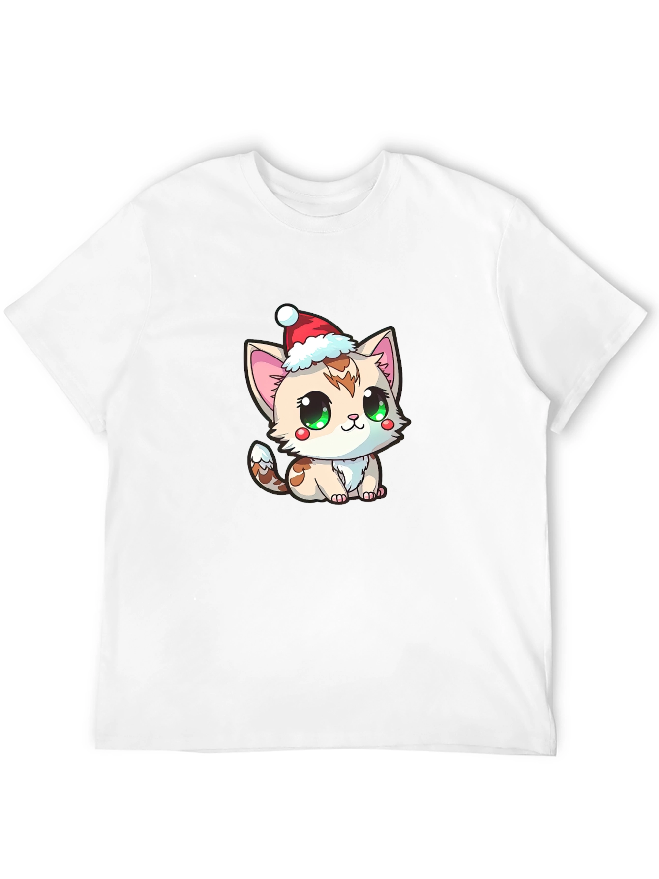 Cute Kitten in Santa Hat Graphic Tee