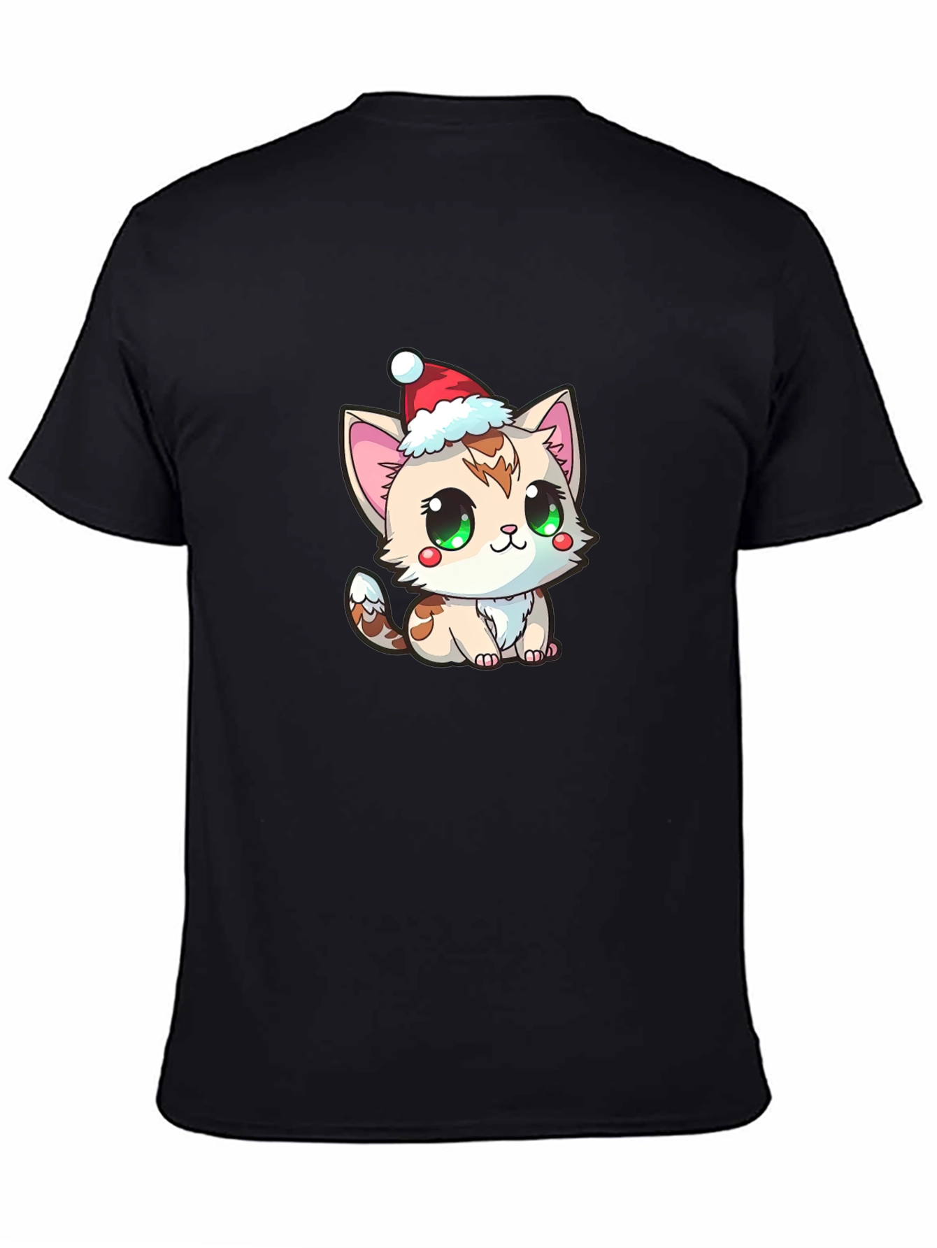 Cute Kitten in Santa Hat Graphic Tee