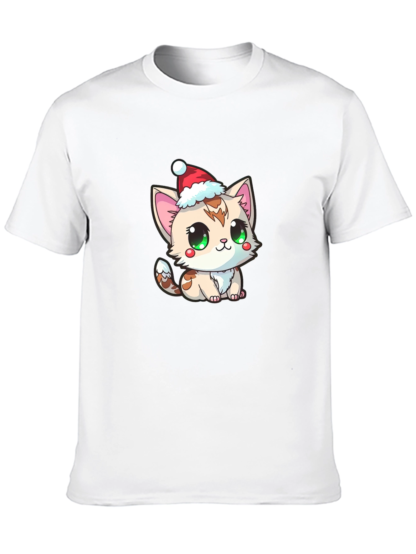 Cute Kitten in Santa Hat Graphic Tee