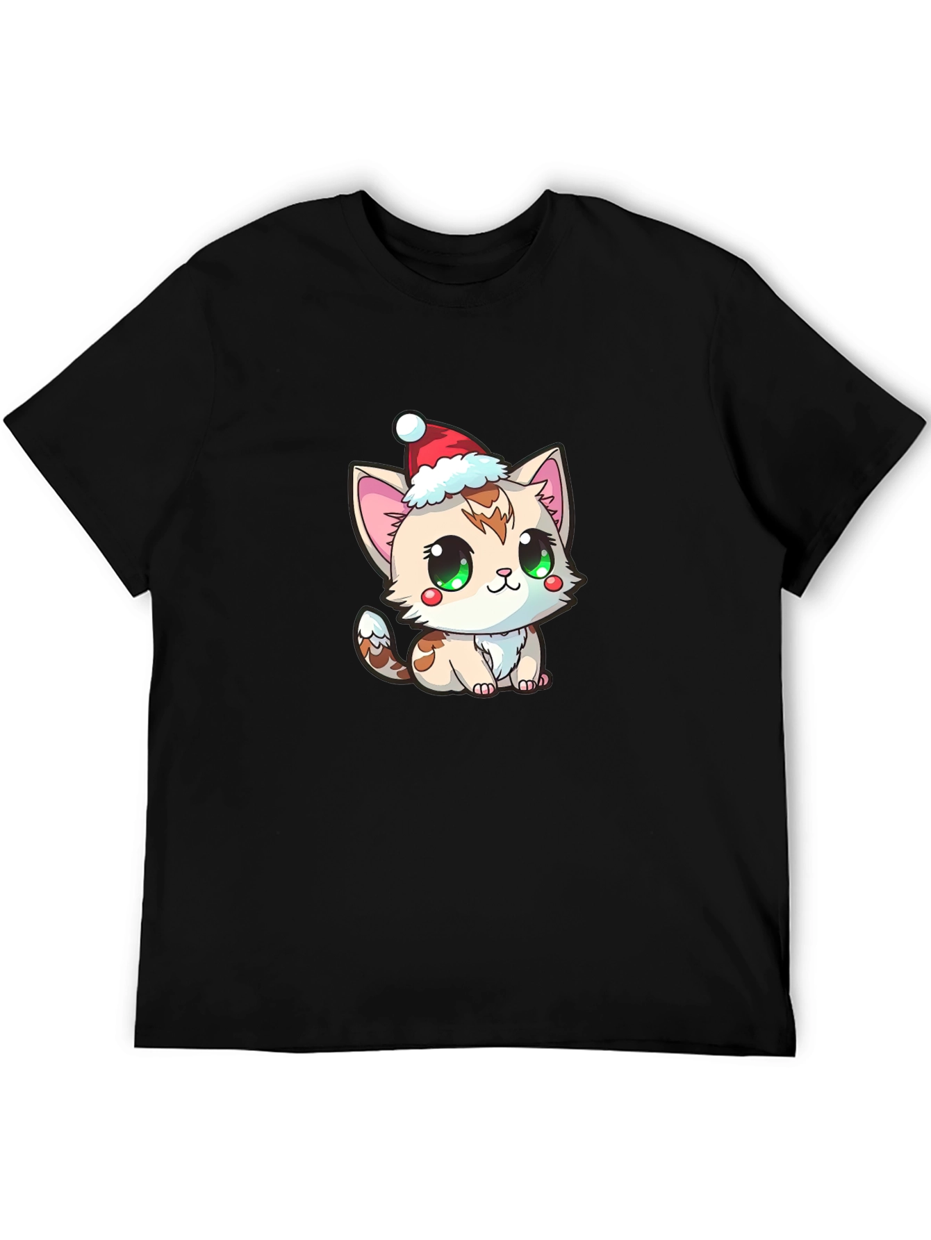 Cute Kitten in Santa Hat Graphic Tee