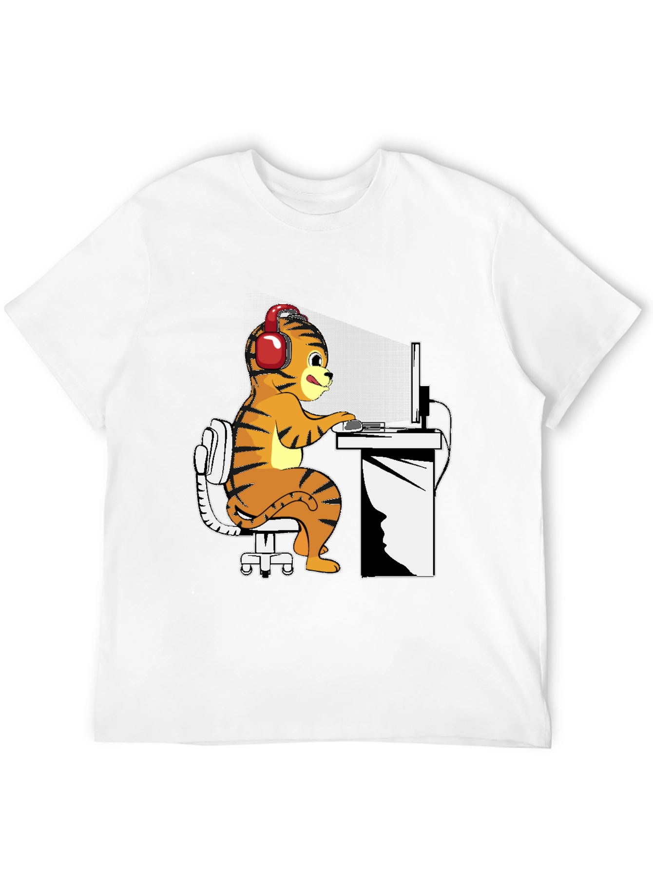 Gamer Tiger Graphic Tee - Black Cotton Comfort