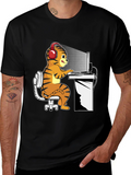 Gamer Tiger Graphic Tee - Black Cotton Comfort
