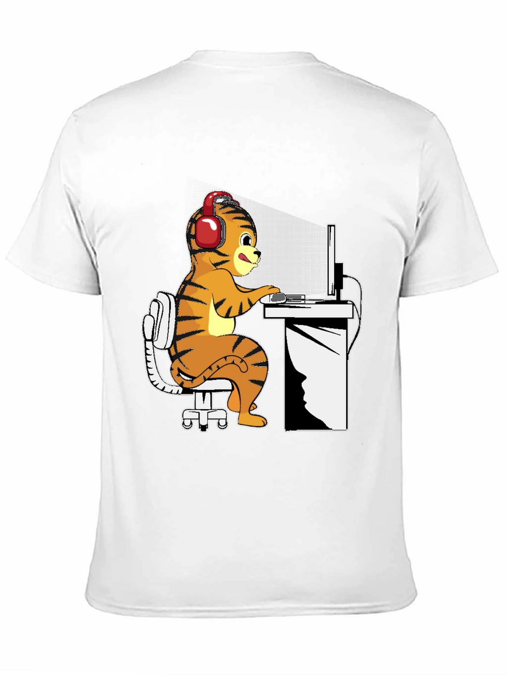 Gamer Tiger Graphic Tee - Black Cotton Comfort