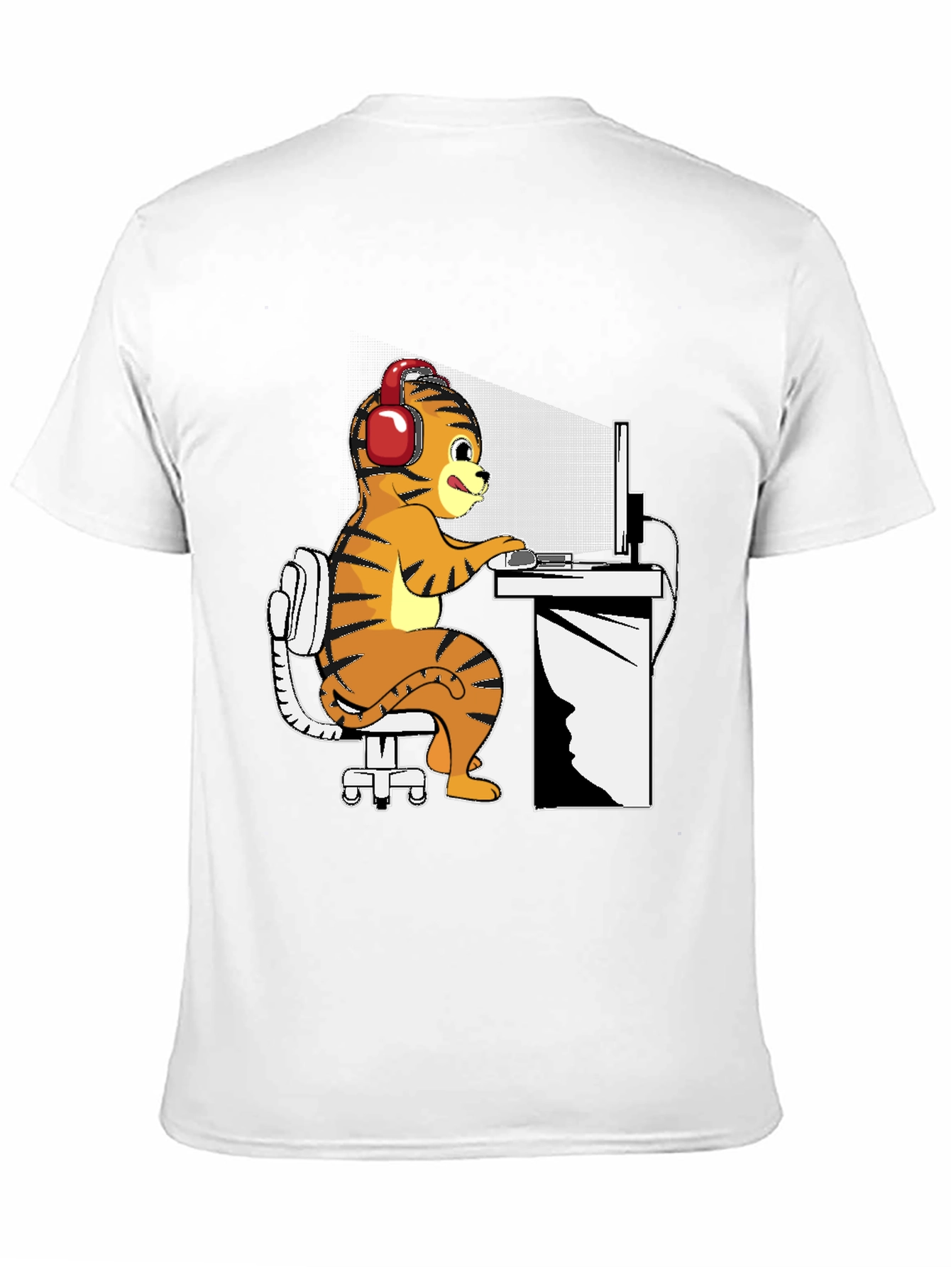 Gamer Tiger Graphic Tee - Black Cotton Comfort