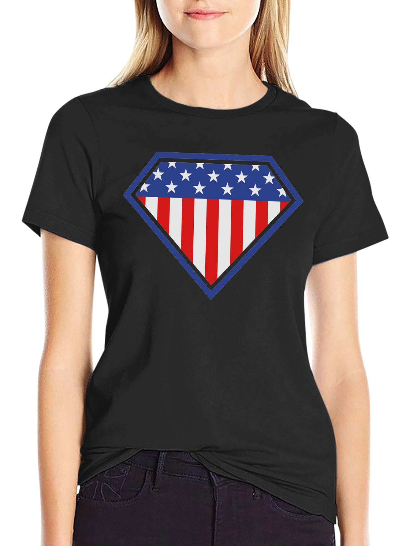 American Flag Shield Graphic Tee - Patriotic Style