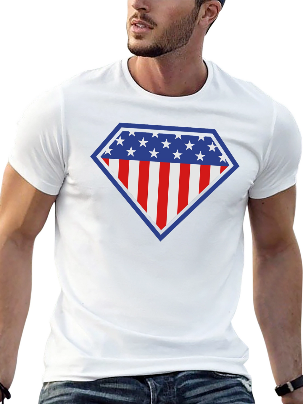 American Flag Shield Graphic Tee - Patriotic Style