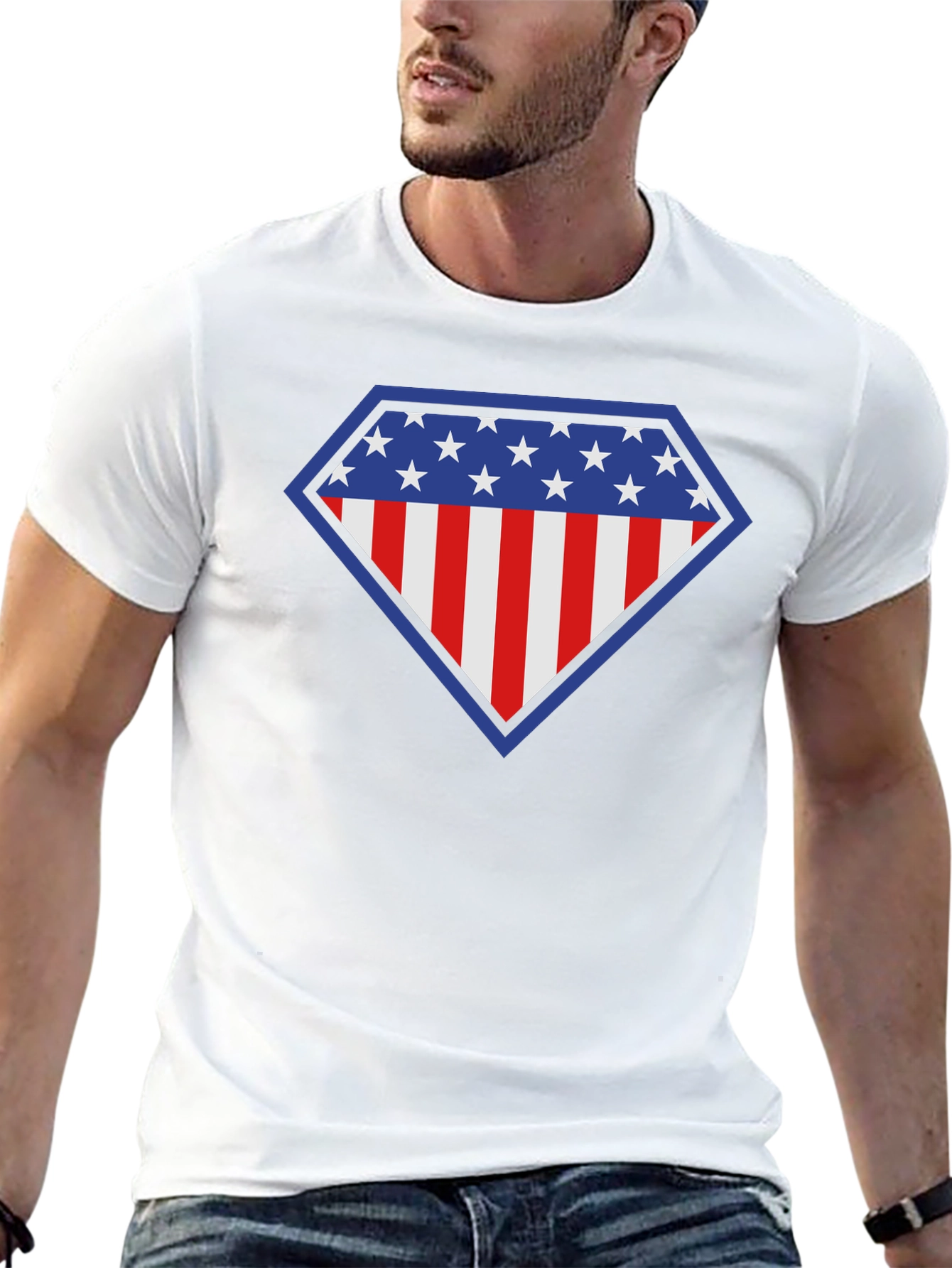 American Flag Shield Graphic Tee - Patriotic Style