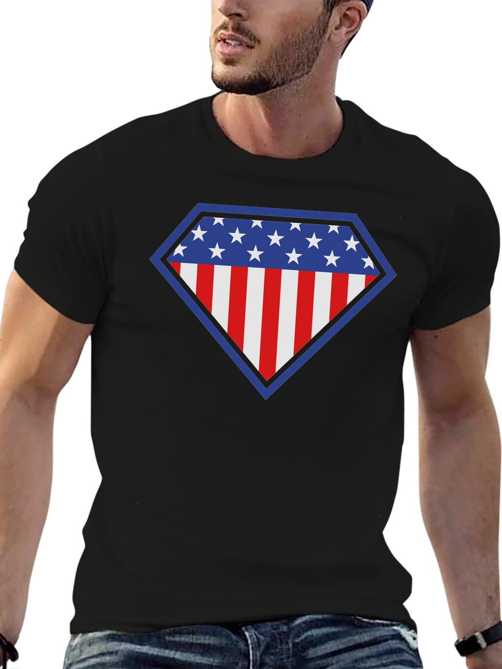American Flag Shield Graphic Tee - Patriotic Style