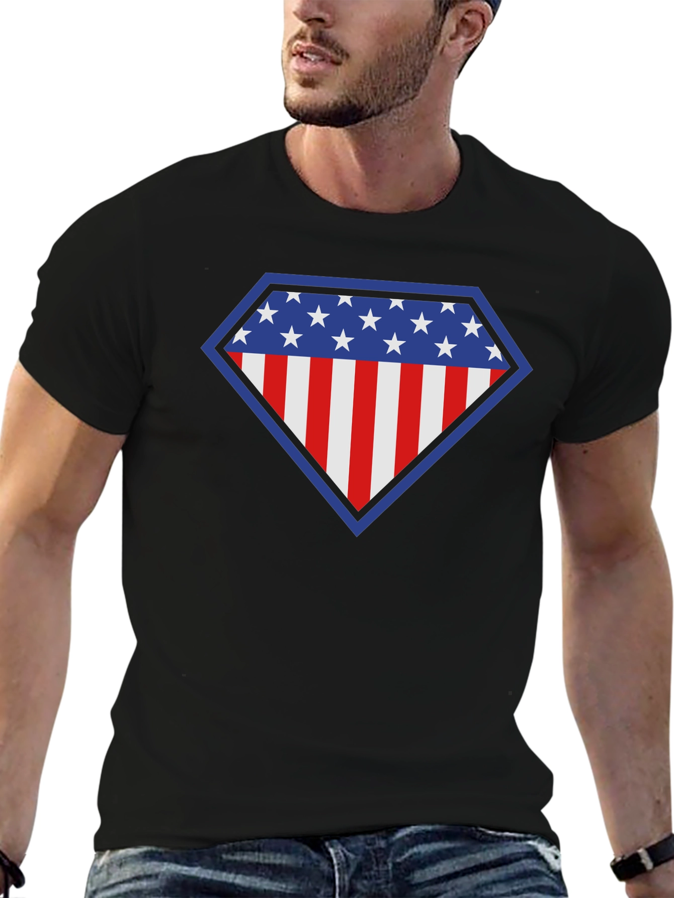 American Flag Shield Graphic Tee - Patriotic Style