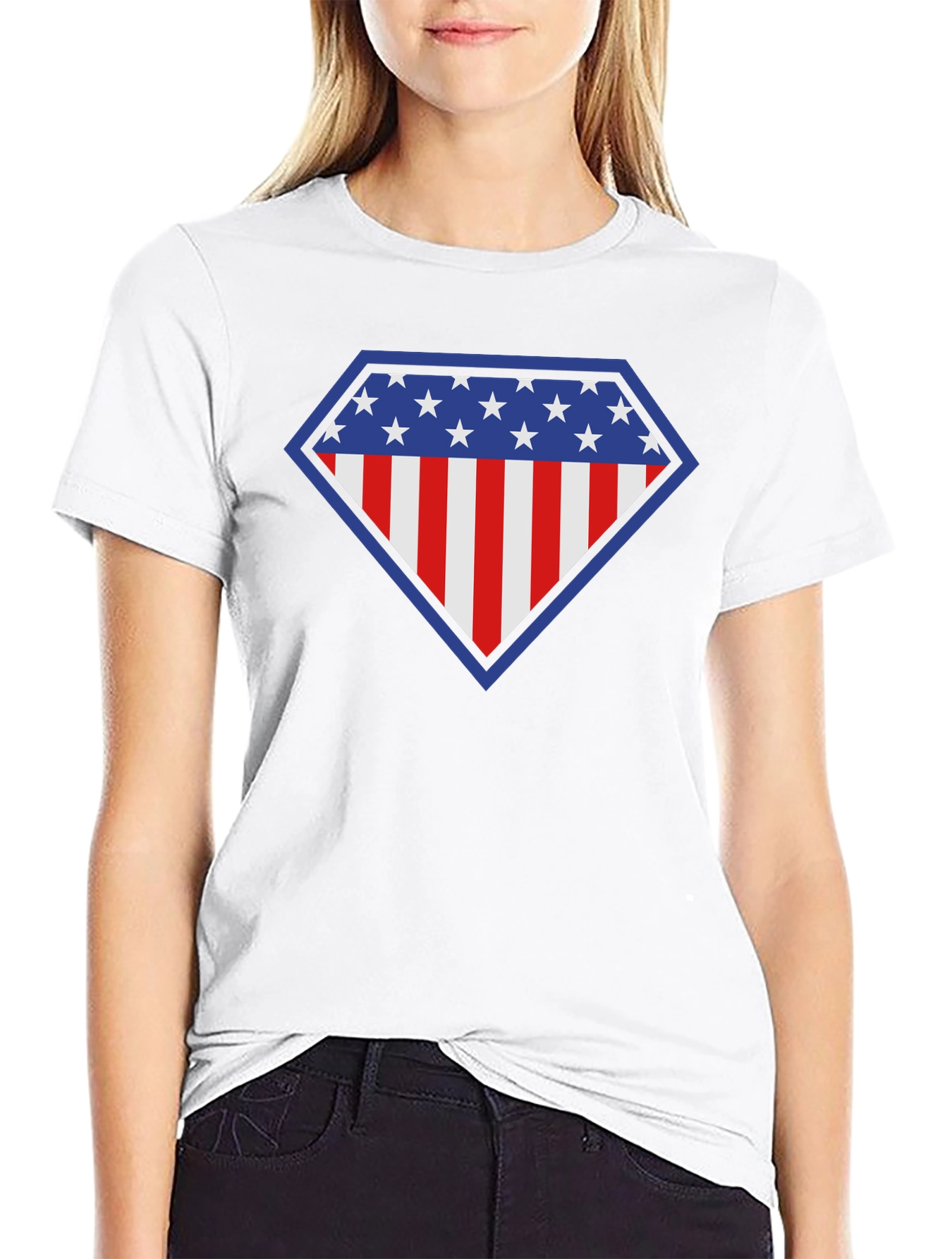 American Flag Shield Graphic Tee - Patriotic Style