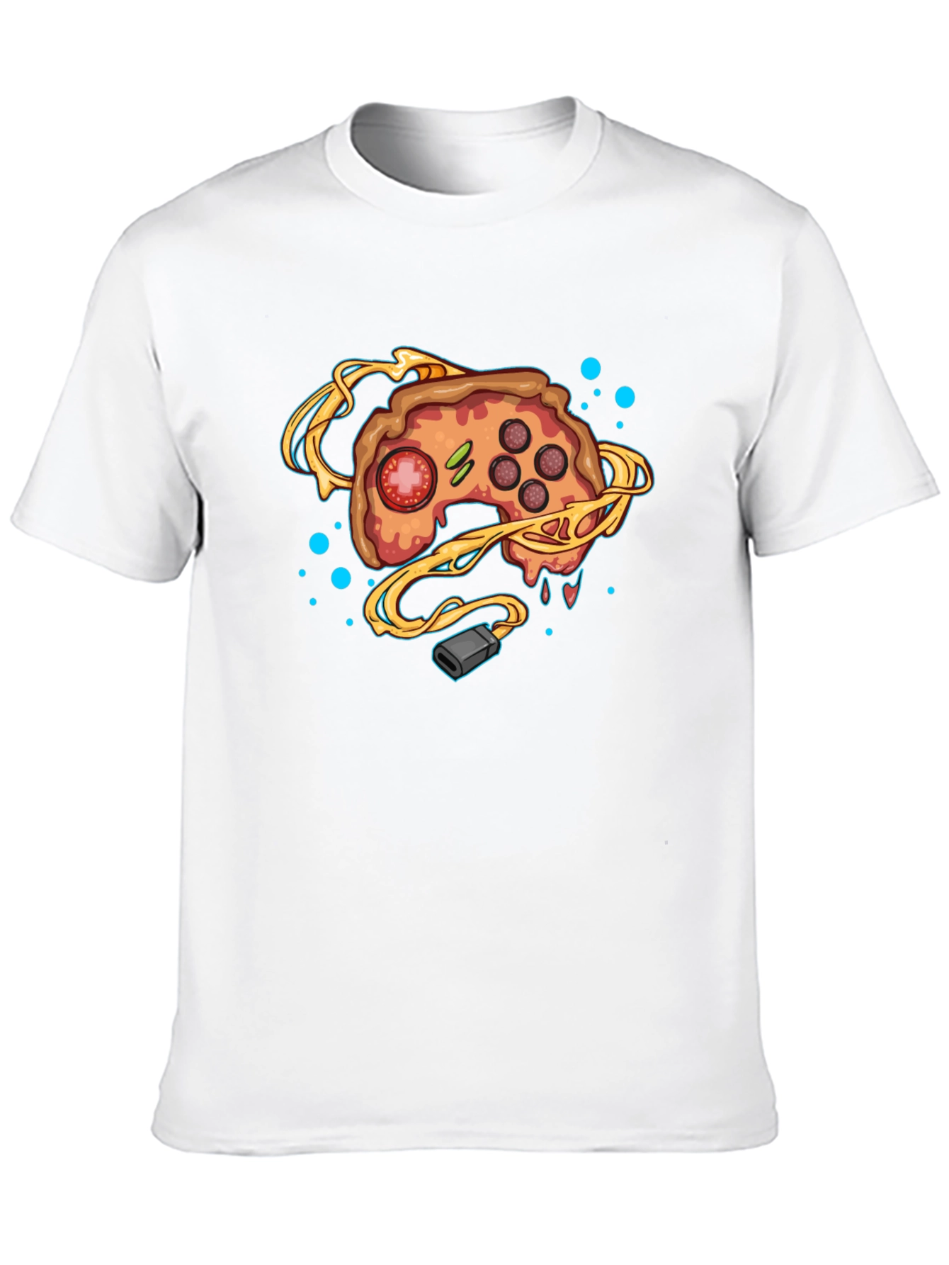 Gamer Pizza Controller Black T-Shirt