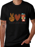 Peace Love Coffee T-Shirt Leopard Print