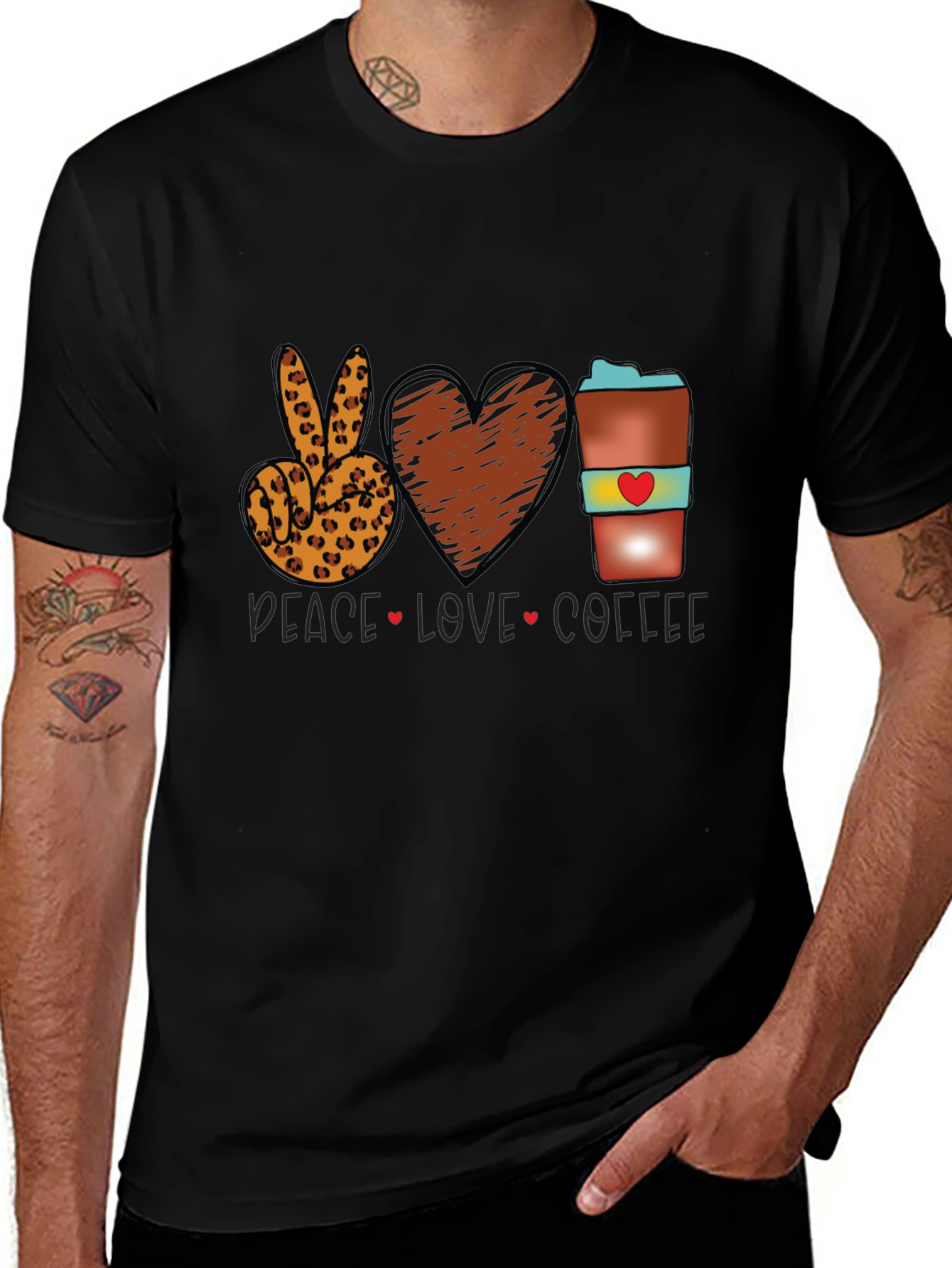 Peace Love Coffee T-Shirt Leopard Print